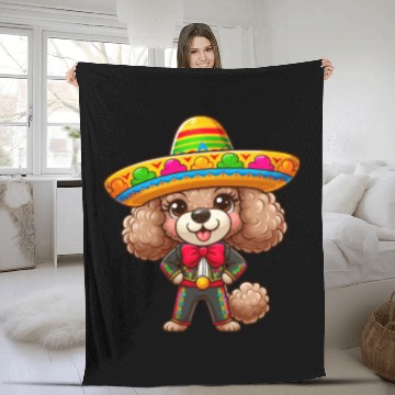 Discover Poodle Celebrates Cinco de Mayo in Mexico Fleece Blankets