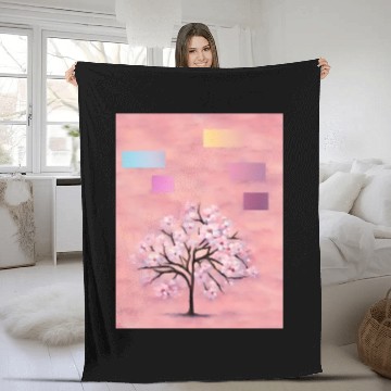 Discover Cherry Blossom Tree, Nature,Green Earth Series Fleece Blankets