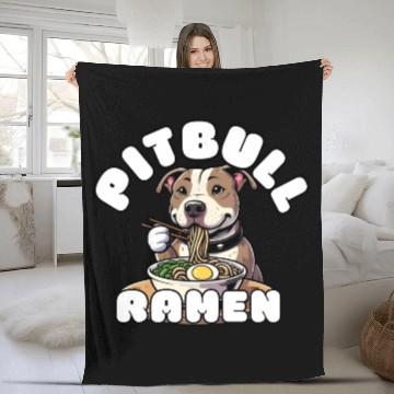 Discover Pitbull Eating Ramen Fleece Blankets