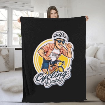 Discover Cycling Daddy - Dad on bike - Father's Day Fleece Blankets