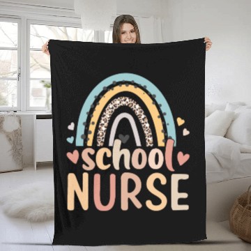 Discover Rainbow Leopard Print School Nurse Back To School Fleece Blankets