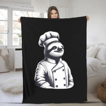 Discover Proud Sloth Chef: Master of the Kitchen Fleece Blankets
