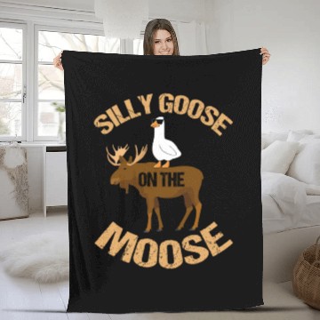 Discover Silly Goose On The Moose Pun Geese Lover Fleece Blankets