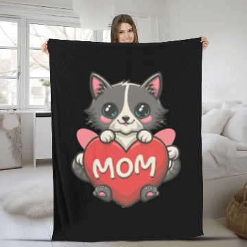 Discover cat mom Fleece Blankets