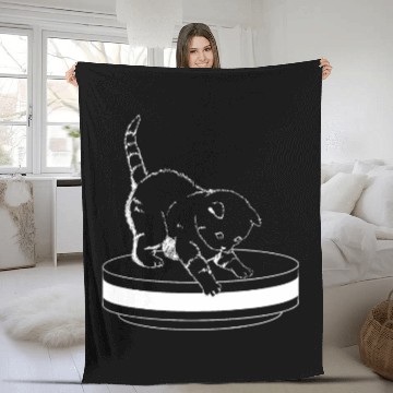 Discover Cute Cat Robot Vacuum Cleaner Fleece Blankets
