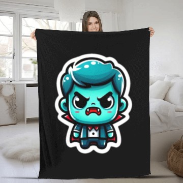 Discover Aquatic Fury: Angry Aqua Vampire Fleece Blankets