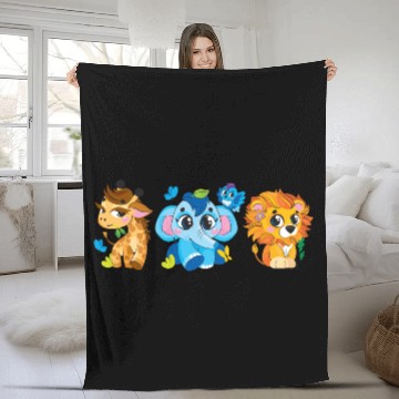 Discover Cute Safari Animals Fleece Blankets