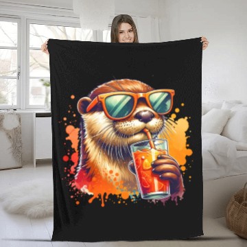 Discover Cute Sea Otter Fleece Blankets Gift for Animal Lover