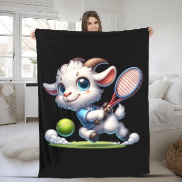 Discover Goat Tennis Player Court Match Design Fleece Blankets
