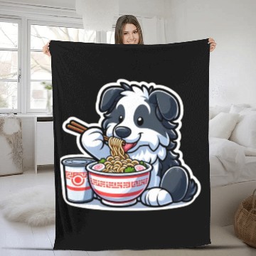 Discover Border Collie Love Ramen Fleece Blankets