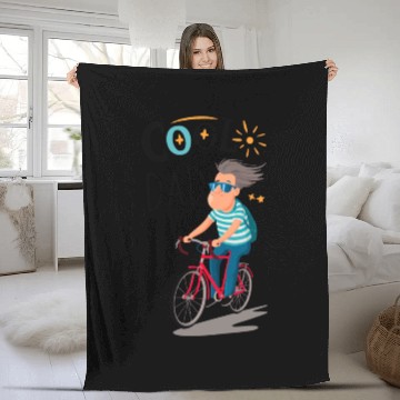 Discover Cool Dad riding red bicycle - Father's Day Fleece Blankets