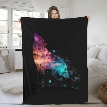Discover Wolf Print, Cosmic Wolves, Animal Print, Cosmos Fleece Blankets