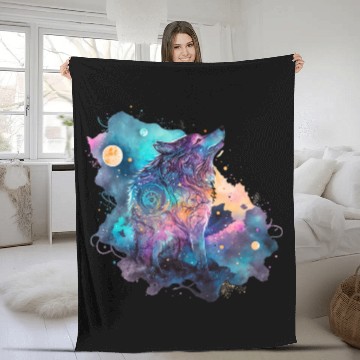 Discover Wolf Print, Cosmic Wolves, Animal Print, Cosmos Fleece Blankets