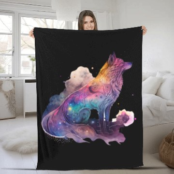 Discover Wolf Print, Cosmic Wolves, Animal Print, Cosmos Fleece Blankets