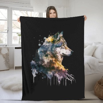 Discover Wolf Print, Cosmic Wolves, Animal Print, Cosmos Fleece Blankets