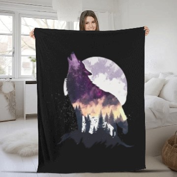 Discover Wolf Print, Cosmic Wolves, Animal Print, Cosmos Fleece Blankets