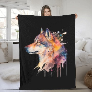 Discover Wolf Print, Cosmic Wolves, Animal Print, Cosmos Fleece Blankets