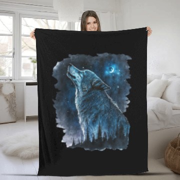 Discover Wolf Print, Cosmic Wolves, Animal Print, Cosmos Fleece Blankets