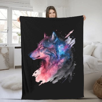 Discover Wolf Print, Cosmic Wolves, Animal Print, Cosmos Fleece Blankets