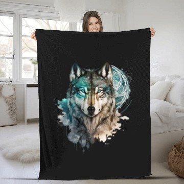 Discover Wolf Print, Cosmic Wolves, Animal Print, Cosmos Fleece Blankets