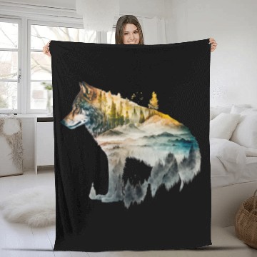 Discover Wolf Print, Cosmic Wolves, Animal Print, Cosmos Fleece Blankets