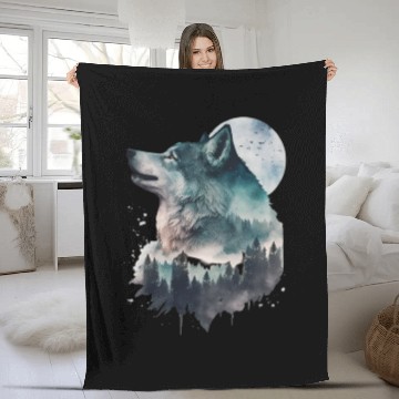 Discover Wolf Print, Cosmic Wolves, Animal Print, Cosmos Fleece Blankets