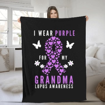 Discover I wear purple for my grandma lupus awareness Fleece Blankets