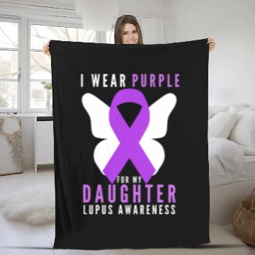 Discover I wear purple for my daughter lupus awareness Fleece Blankets