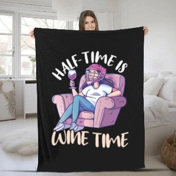 Discover Lacrosse Mom Half-Time is Wine Time Fleece Blankets