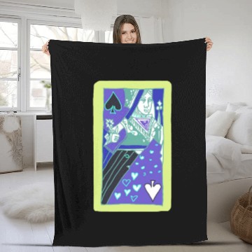 Discover Colourful Queen Of Spades Playing Card Fleece Blankets