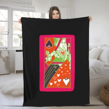 Discover Red Queen Of Spades Playing Card Fleece Blankets