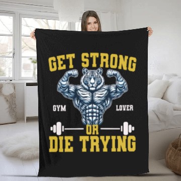Discover tiger bodybuilding, get strong or die trying Fleece Blankets