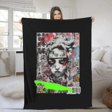 Discover Tokyo Urban Canvas Fleece Blankets