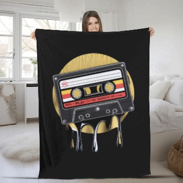 Discover Music Fleece Blankets, 80's Cassette Tape , Vintage Cassette