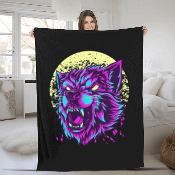 Discover Angry Wolf Fleece Blankets Vintage Retro Wolves Canine Dog