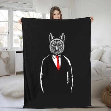 Discover Wolf Wearing Tux Fleece Blankets Funny Canine Wolves Vest