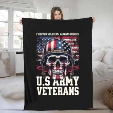 Discover Skull Army Fleece Blankets Design Template