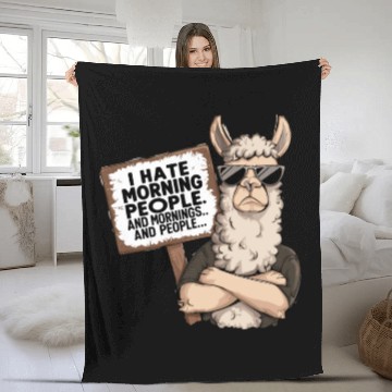 Discover I Hate Morning People for a Morning grumpy Llama Fleece Blankets