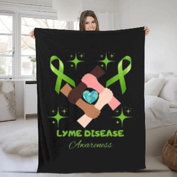 Discover Lime Green Ribbon Lyme Disease Awareness Fleece Blankets