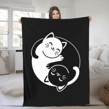 Discover Yin and Yang Cats Fleece Blankets