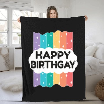 Discover Happy Birthgay Lgbtq Rainbow Fleece Blankets