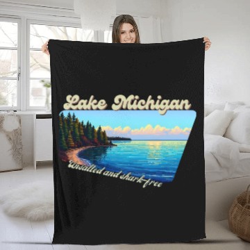 Discover Lake Michigan Unsalted and shark-free Fleece Blankets