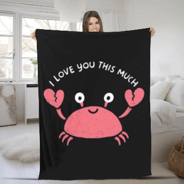 Discover I love you this much, kawaii lobster Fleece Blankets