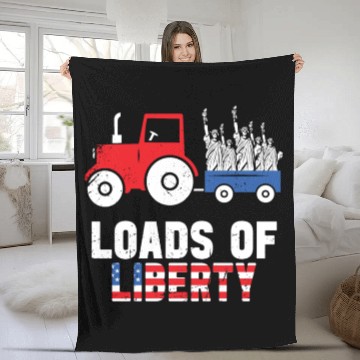 Discover Liberty Tractor Patriotic American Fleece Blankets