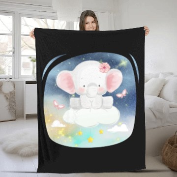 Discover Baby Elephant Ride Up To Sky Using Cloud Excited Fleece Blankets