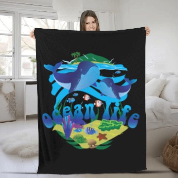 Discover Ocean Life Fleece Blankets