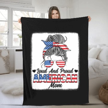 Discover Loud And Proud American Mom Patriotic Fleece Blankets