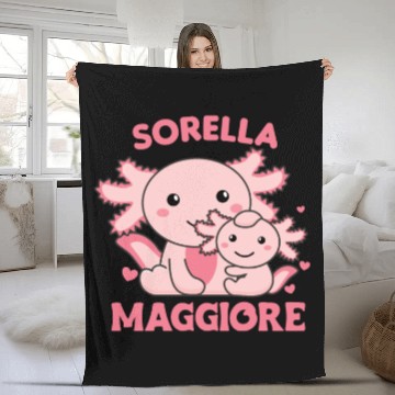 Discover I Will Be Big Sister 2022 For Siblings axolotl Fleece Blankets