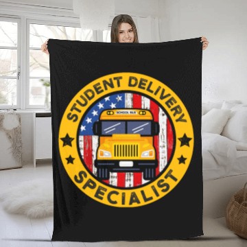 Discover School Bus Driver American Flag School Bus Driver Fleece Blankets