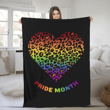 Discover LGBTQ+Pride Month Rainbow Heart Leopard pattern Fleece Blankets